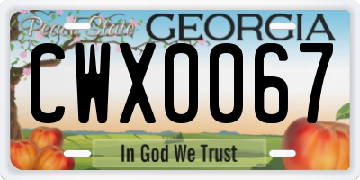 GA license plate CWX0067