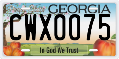 GA license plate CWX0075