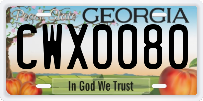 GA license plate CWX0080