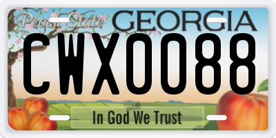 GA license plate CWX0088