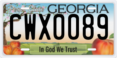 GA license plate CWX0089