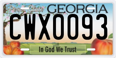 GA license plate CWX0093