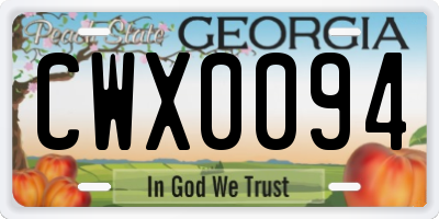 GA license plate CWX0094