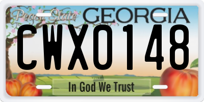 GA license plate CWX0148