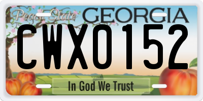 GA license plate CWX0152