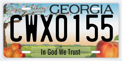 GA license plate CWX0155