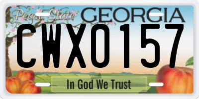 GA license plate CWX0157