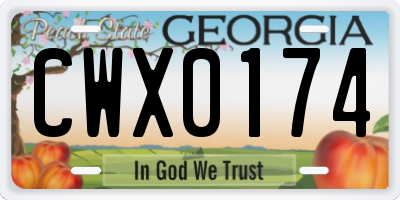 GA license plate CWX0174