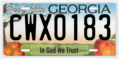 GA license plate CWX0183