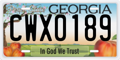 GA license plate CWX0189