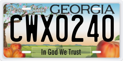 GA license plate CWX0240