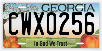 GA license plate CWX0256