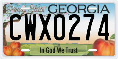 GA license plate CWX0274