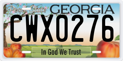 GA license plate CWX0276