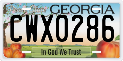 GA license plate CWX0286