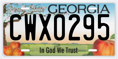 GA license plate CWX0295