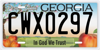 GA license plate CWX0297