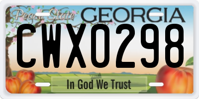GA license plate CWX0298