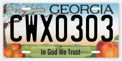 GA license plate CWX0303