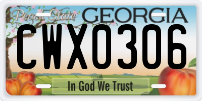 GA license plate CWX0306