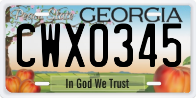 GA license plate CWX0345