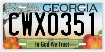 GA license plate CWX0351
