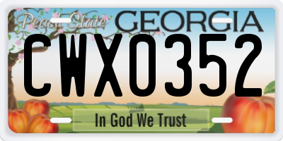 GA license plate CWX0352