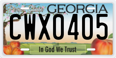 GA license plate CWX0405