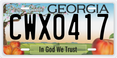 GA license plate CWX0417