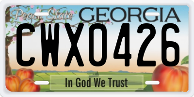 GA license plate CWX0426
