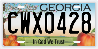GA license plate CWX0428