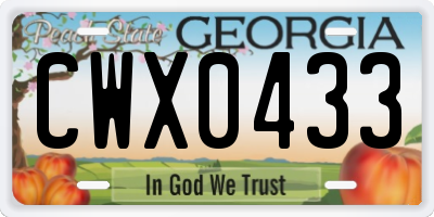 GA license plate CWX0433
