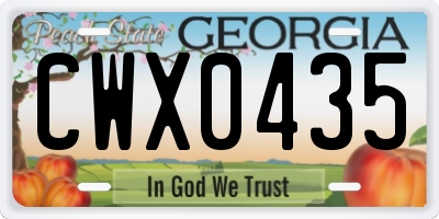 GA license plate CWX0435