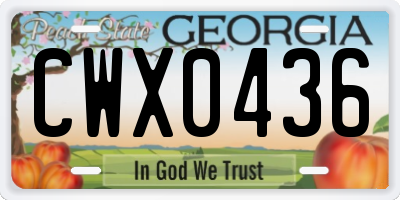 GA license plate CWX0436