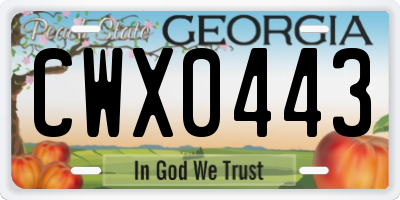 GA license plate CWX0443