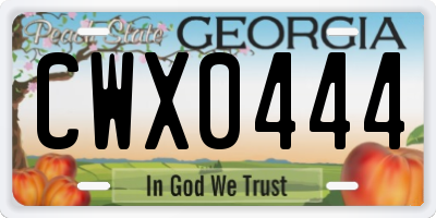 GA license plate CWX0444