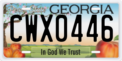 GA license plate CWX0446