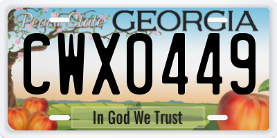 GA license plate CWX0449