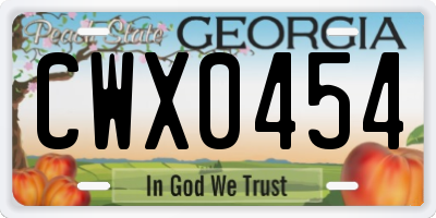 GA license plate CWX0454