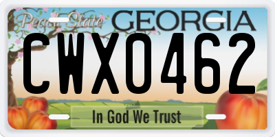 GA license plate CWX0462