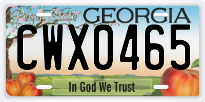 GA license plate CWX0465