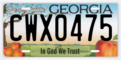 GA license plate CWX0475