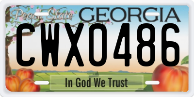GA license plate CWX0486
