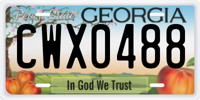 GA license plate CWX0488