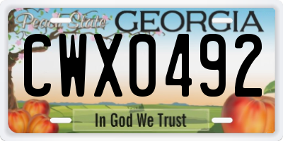 GA license plate CWX0492