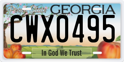 GA license plate CWX0495