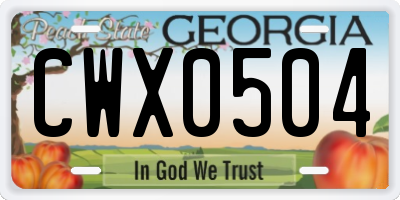 GA license plate CWX0504