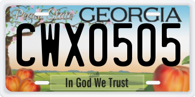 GA license plate CWX0505
