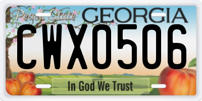 GA license plate CWX0506