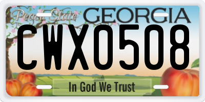 GA license plate CWX0508